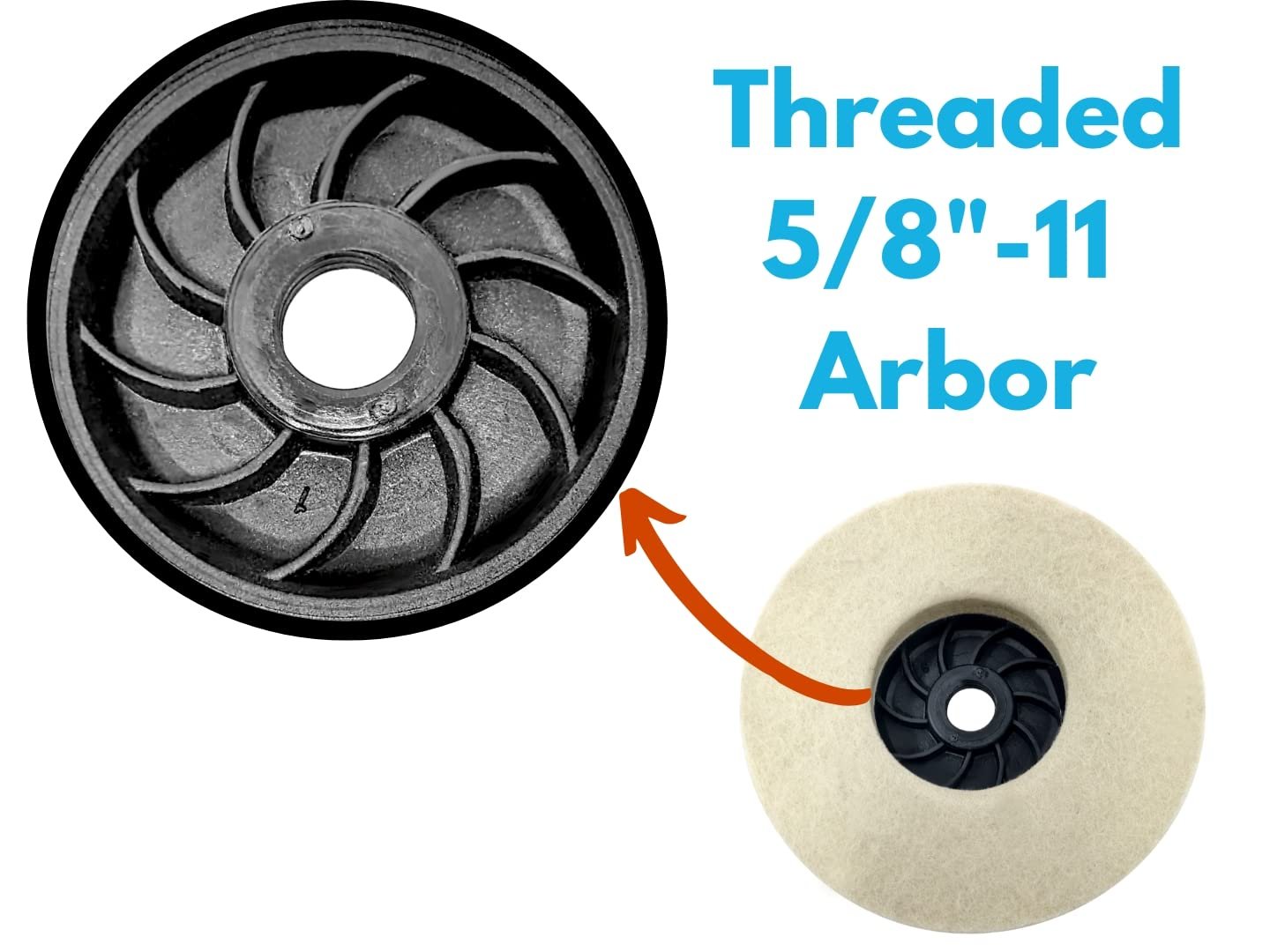 4pk Felt Buffing Wheel 4-1/2"with 5/8-11 Threaded Arbor for Angle Grinder