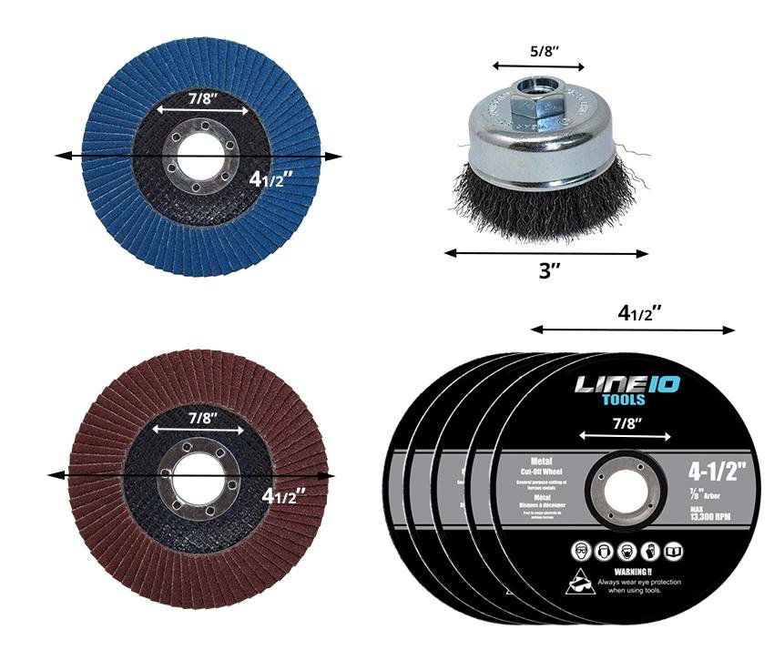 Angle Grinder Kit (8pcs) | Wire Brush, Sanding & Cutting Discs