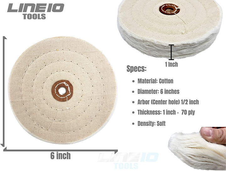 6-Inch Buffing Polishing Wheel Kit for Bench Grinder and Drill, 3-Step Metal Buff Compound, Aluminum, Chrome, Stainless Steel Buffer Drill Adapter Auto Rim Trim Golf Club Restoration