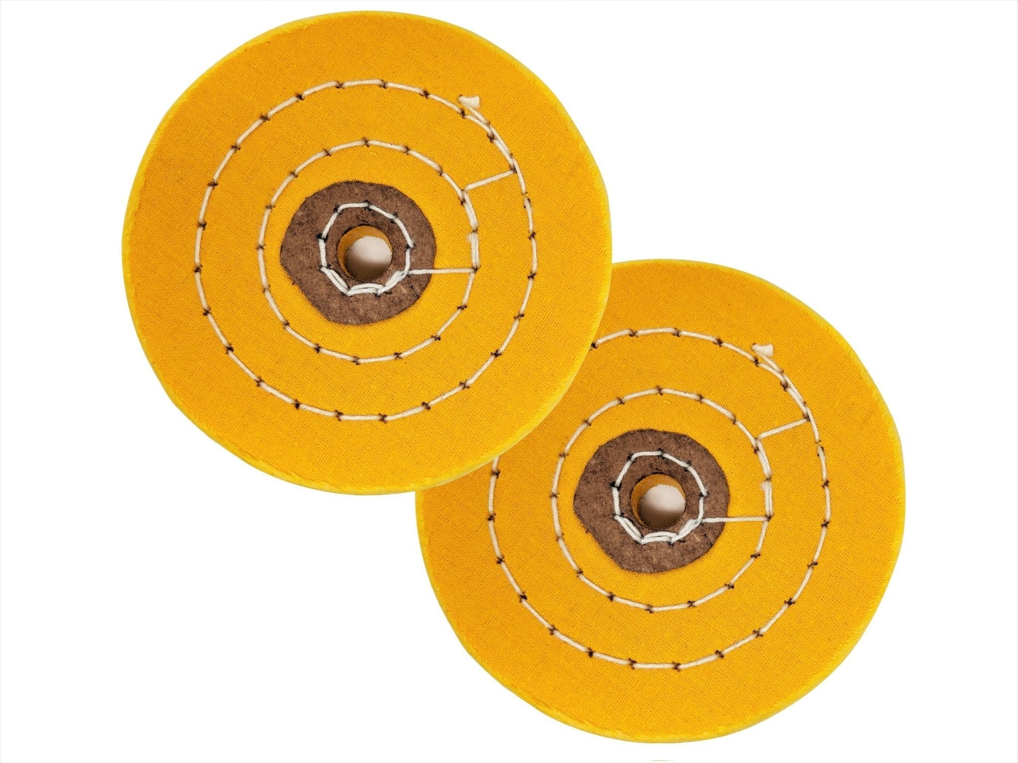 2 Pack 4 inch Spiral Sewn Buffing Wheel - 1/2 inch Arbor hole- Yellow - Firm