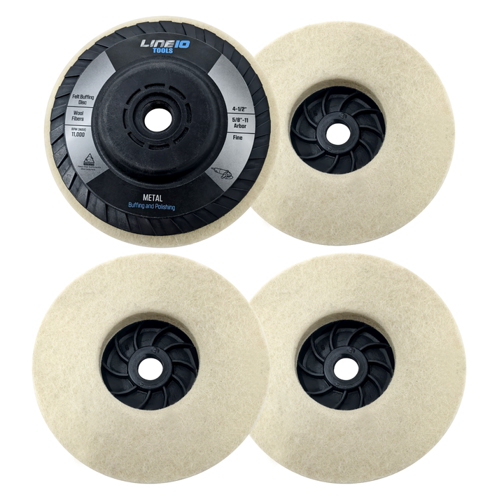 4pk Felt Buffing Disc 4-1/2 inch with 5/8-11 Threaded Arbor for Angle Grinders