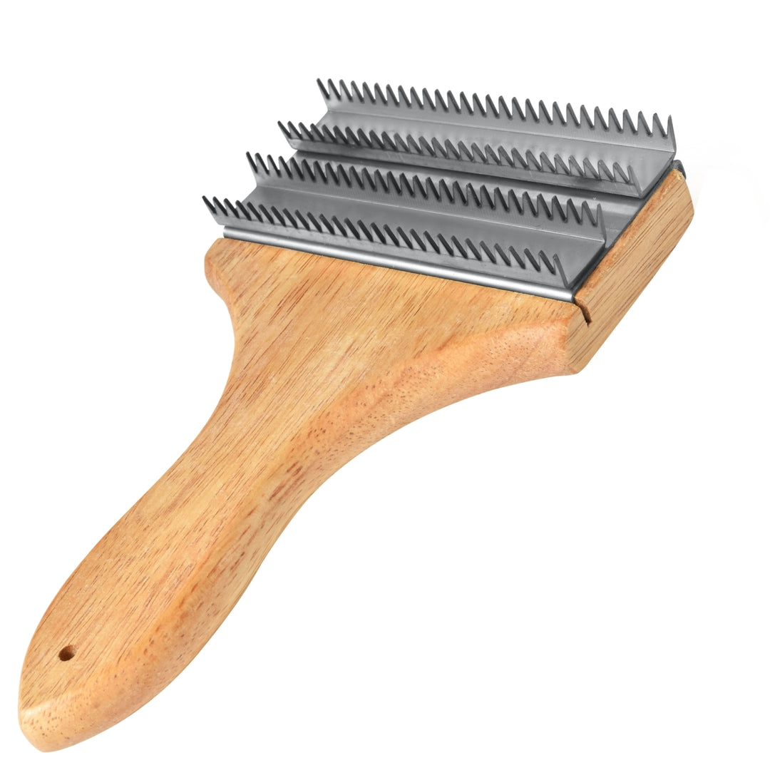 Compact Buffing Wheel Rake for Cleaning and Restoring Buffing Wheels - Beechwood Handle and Stainless Steel Rake, Designed for One-Handed Operation