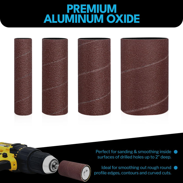 12 Pack Spindle Sanding Sleeves, 2 Inch Long, 60, 80 120 240 Grit