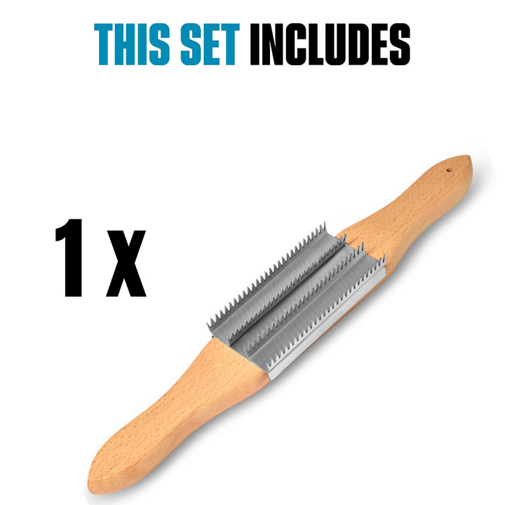 Buffing Wheel Rake for Cleaning and Restoring Buffing Wheels - Long Handle with Beech Wood and Stainless Steel Rake, Designed for Two-Handed Operation