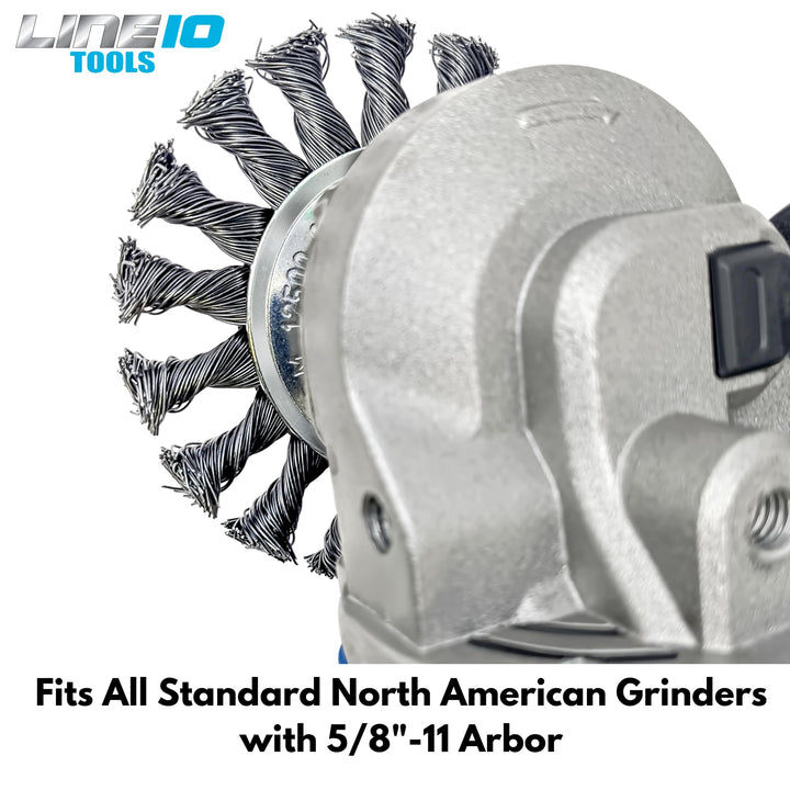 LINE10 Tools Lot de 4 brosses circulaires nouées de 10,2 cm pour meuleuse d'angle, 1/4" d'épaisseur, pour un nettoyage intensif de la rouille