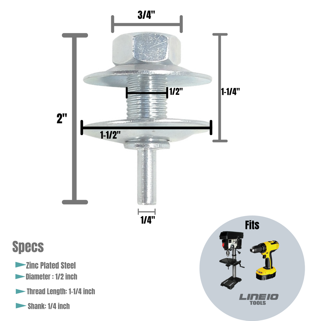 1/2-Inch Drill Arbor Adapter for Buffing and Grinding Wheels