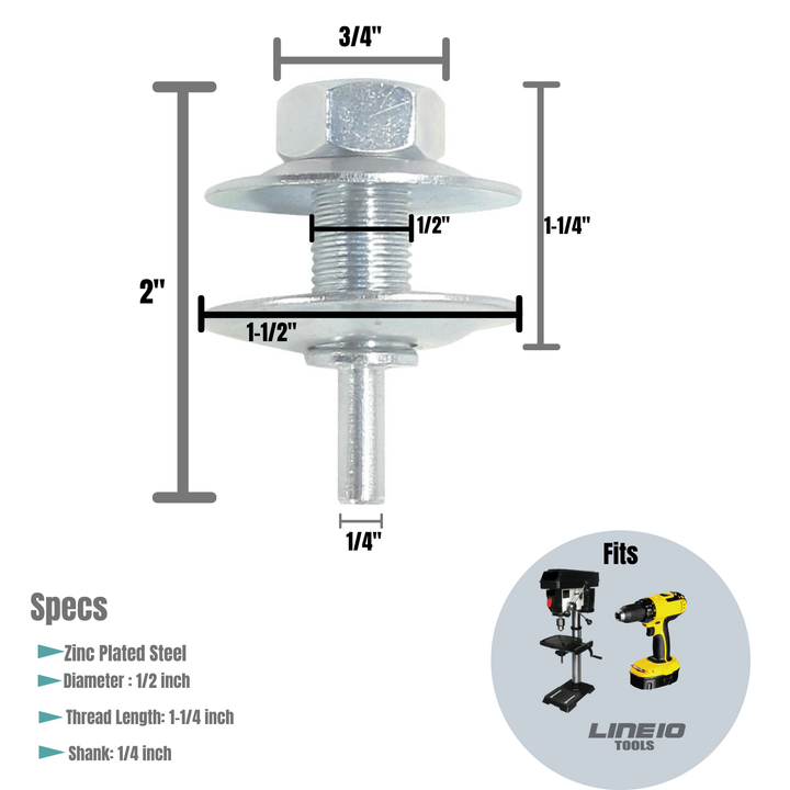 1/2-Inch Drill Arbor Adapter for Buffing and Grinding Wheels