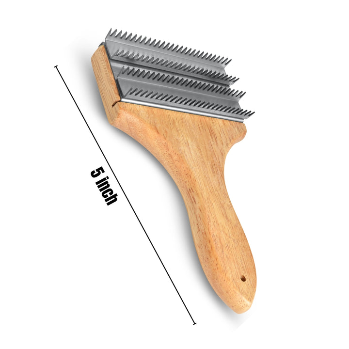 Compact Buffing Wheel Rake for Cleaning and Restoring Buffing Wheels - Beechwood Handle and Stainless Steel Rake, Designed for One-Handed Operation