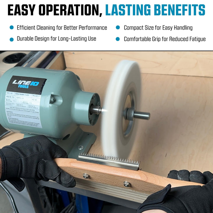 Buffing Wheel Rake for Cleaning and Restoring Buffing Wheels - Long Handle with Beech Wood and Stainless Steel Rake, Designed for Two-Handed Operation