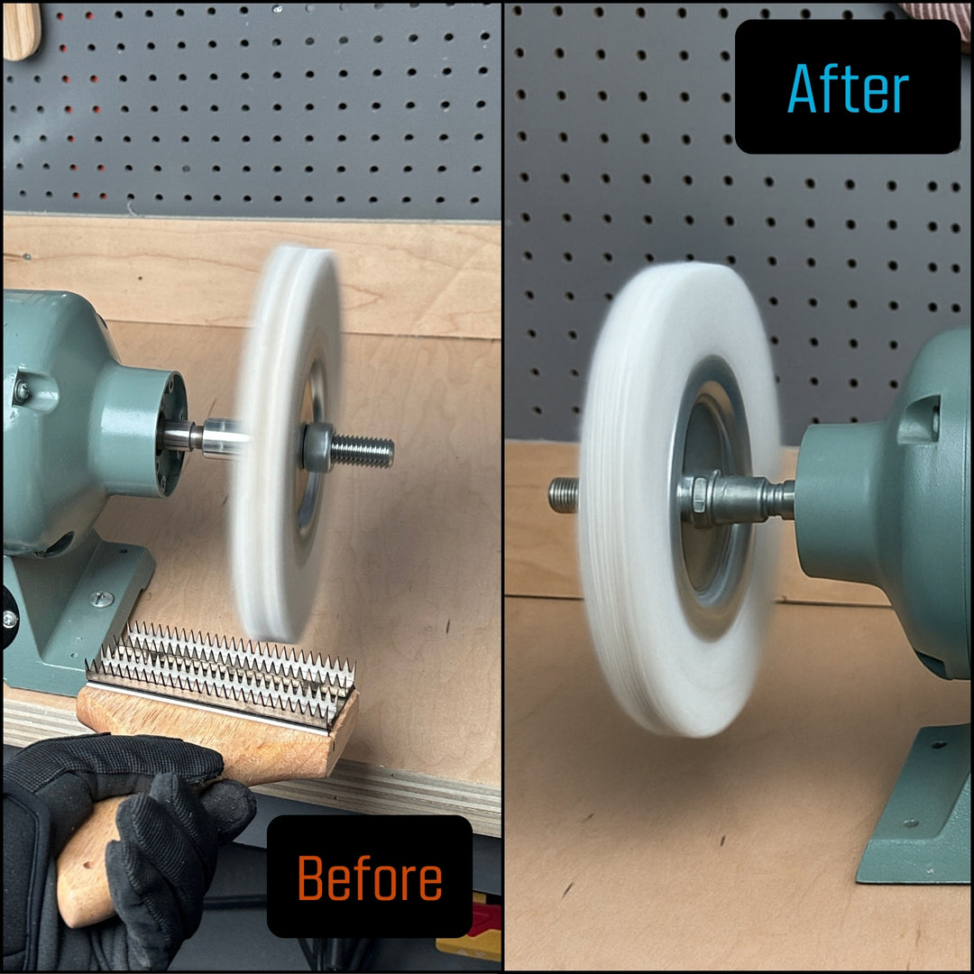 Compact Buffing Wheel Rake for Cleaning and Restoring Buffing Wheels - Beechwood Handle and Stainless Steel Rake, Designed for One-Handed Operation