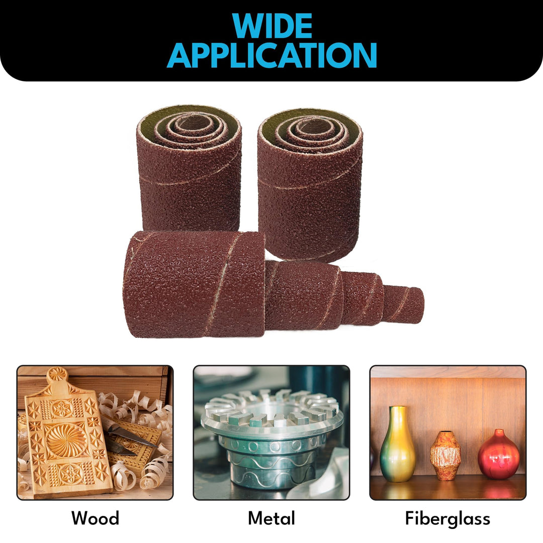 12 Pack Spindle Sanding Sleeves, 2 Inch Long, 60, 80 120 240 Grit