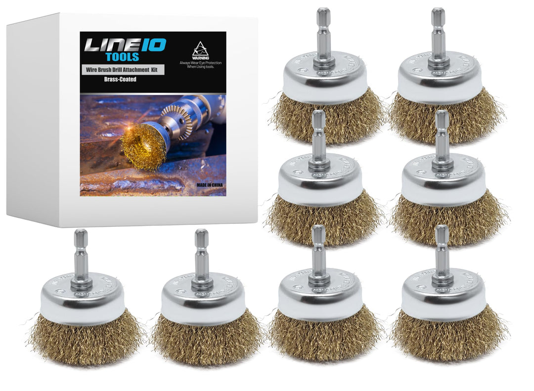 8pk 2" Wire Cup Brush for Drill, 2-inch Diameter, Brass-Coated