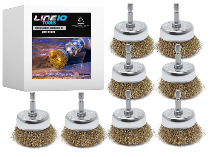 8pk 2" Wire Cup Brush for Drill, 2-inch Diameter, Brass-Coated