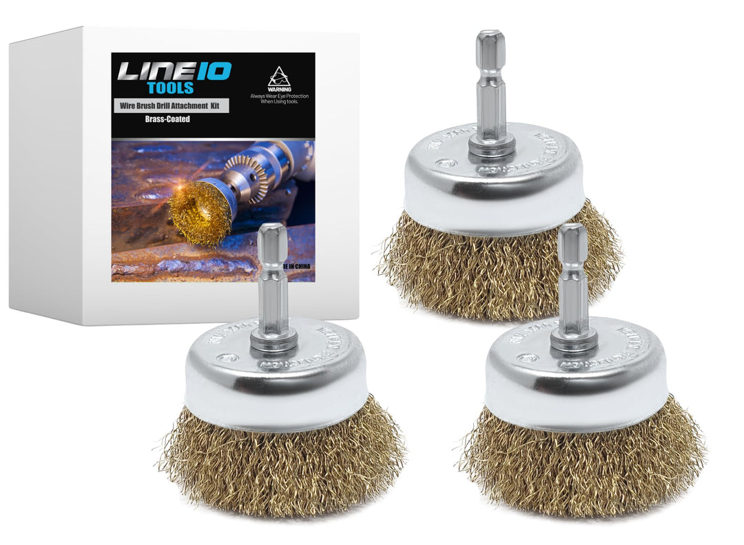 3pk 3" Wire Cup Brush for Drill, 3-inch Diameter, Brass-Coated