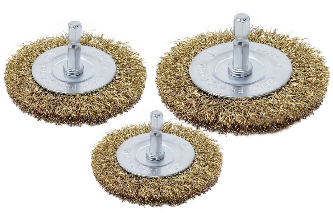 Circular Wire Brush Wheel for Drill, Brass-Coated