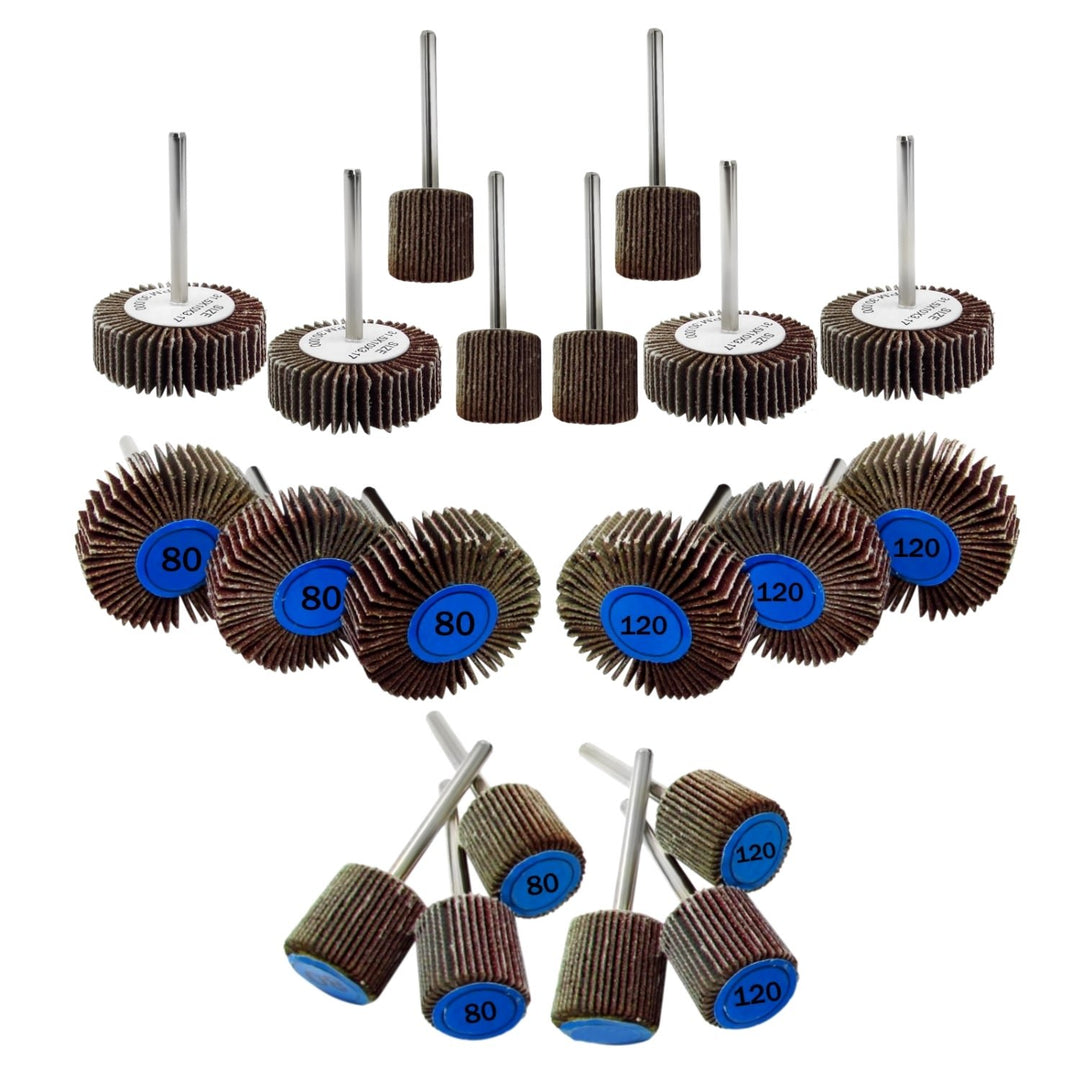 Kit d'accessoires de roue de ponçage à lamelles pour outil rotatif | Tige de 1/8", paquet de 20
