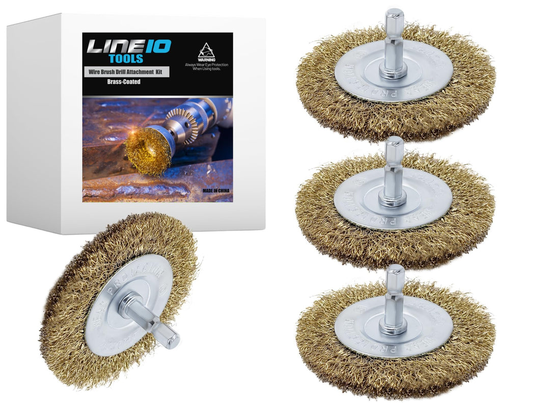4 Pack 3" Circular Wire Brush Wheel for Drill, Brass-Coated