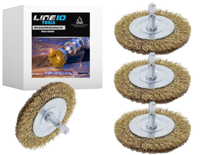 4 Pack 3" Circular Wire Brush Wheel for Drill, Brass-Coated