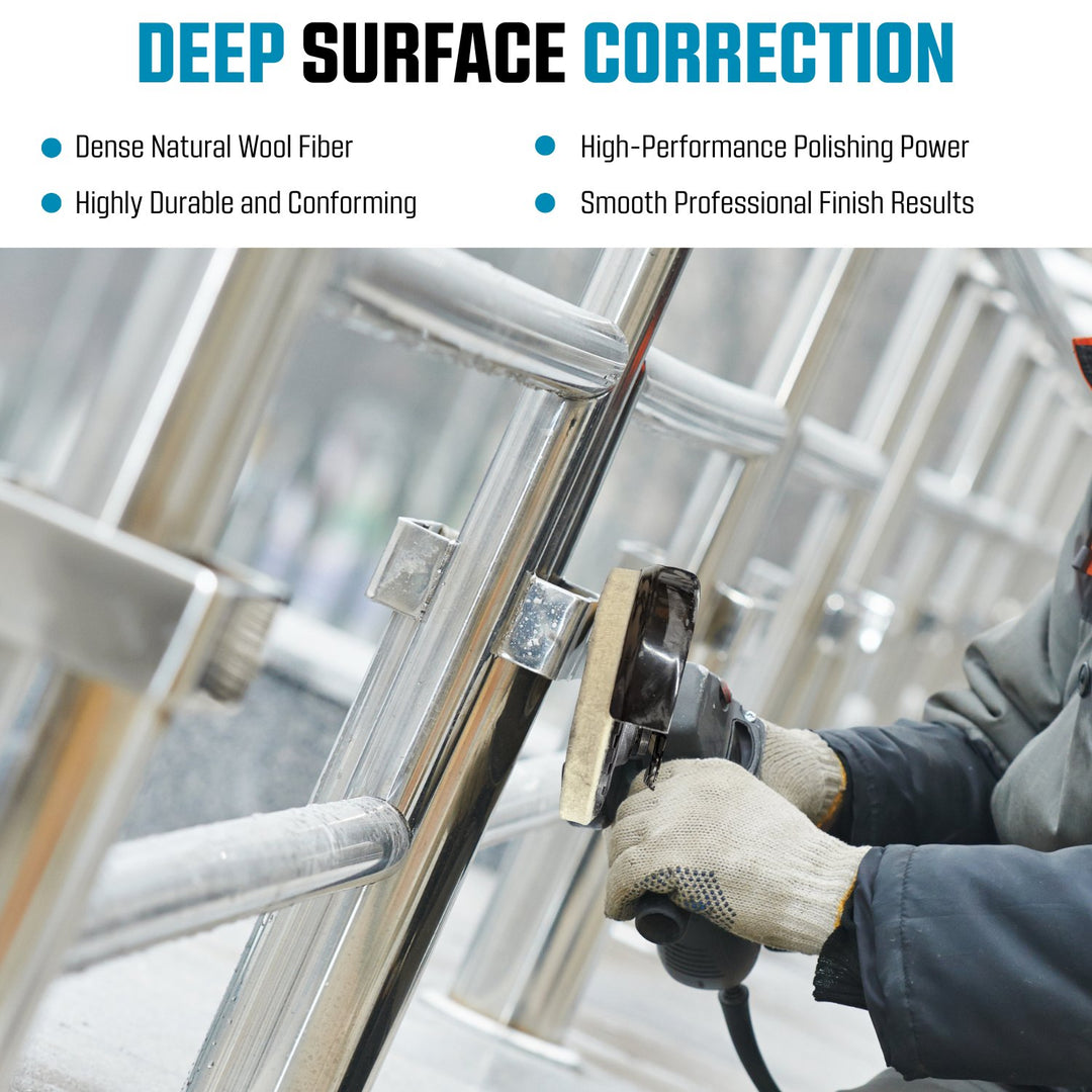 Paquete de 4 ruedas pulidoras de fieltro de 4-1/2 pulgadas con eje roscado de 5/8-11 para amoladora angular