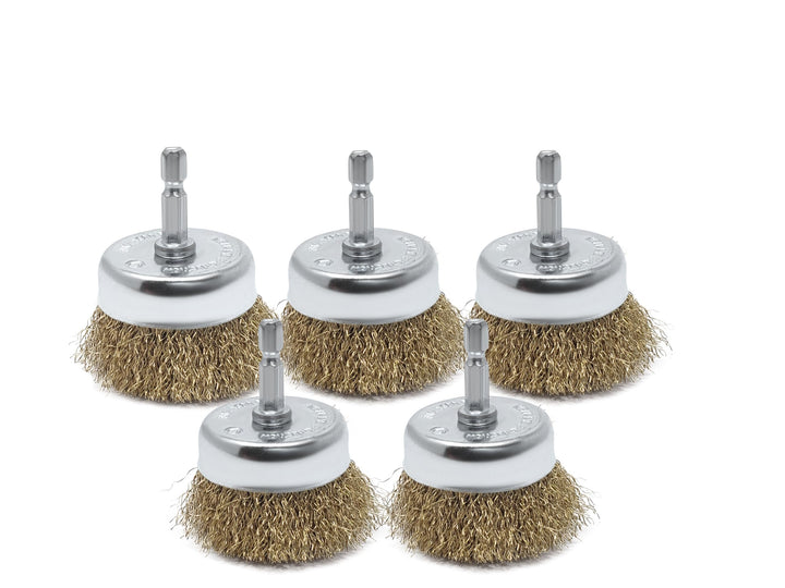 5pk 2-1/2" Wire Cup Brush for Drill, 2.5" Inch Diameter, Brass-Coated
