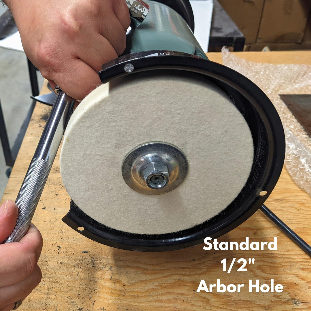 6-inch Hard Felt Buffing Polishing Wheel, Pack of 2, with 1/2-Inch Arbor Drill Adapter, Works with Bench Grinder Polisher Extra Thick Firm Condensed Wool for Metal, Glass, Knife