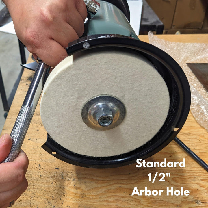 6-inch Hard Felt Buffing Polishing Wheel, Pack of 2, with 1/2-Inch Arbor Drill Adapter, Works with Bench Grinder Polisher Extra Thick Firm Condensed Wool for Metal, Glass, Knife