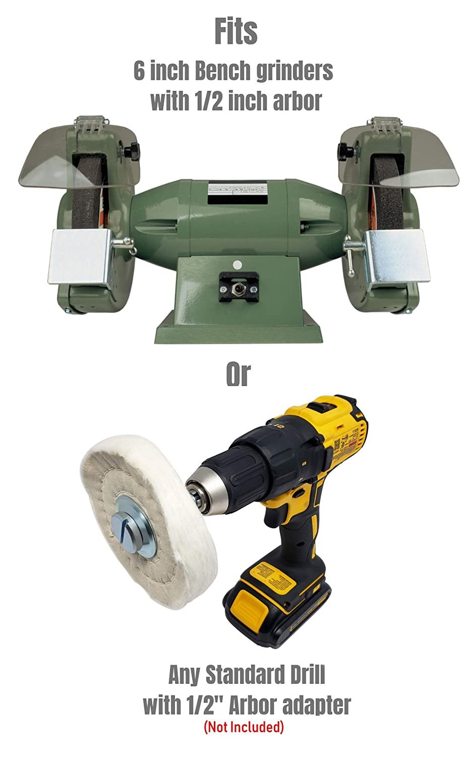 Lot de 2, meules de polissage pour meuleuse d'établi, très épaisses – 6 pouces