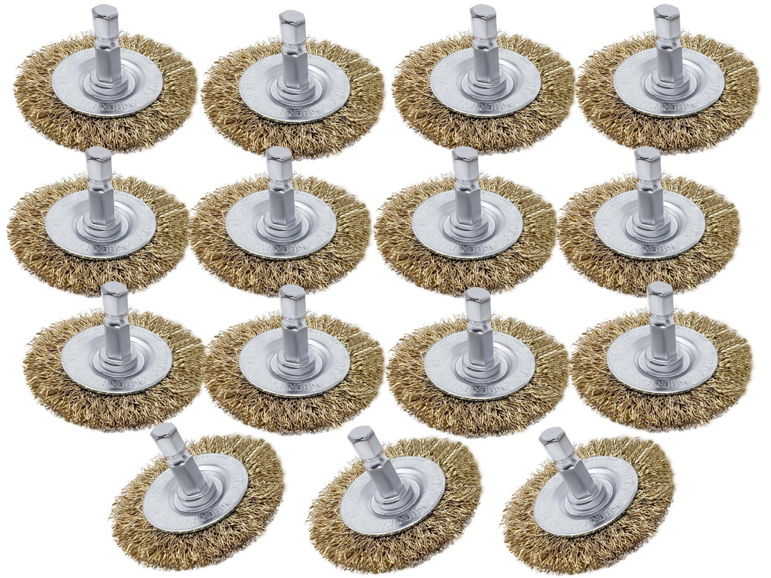 15 Pack 2" Circular Wire Brush Wheel for Drill, Brass-Coated