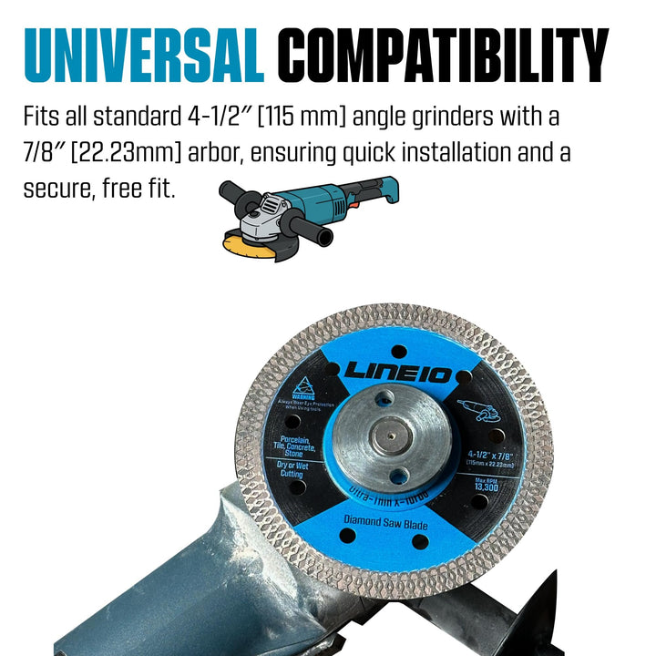 3pk 4.5 Inch Diamond Saw Blades for Angle Grinder - Ultra Thin Tile Cutting Wheel Ceramic Blade - Professional Porcelain Tile Cutter Tool X-Turbo Rim for Granite Stone Masonry Wet Dry Cut