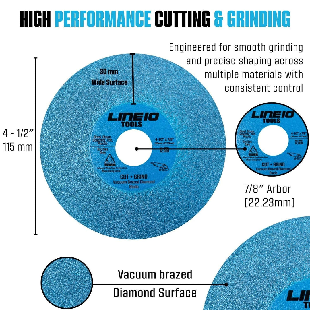 4-1/2" Brazed Diamond Saw Blade, Cut, Grind and Chamfer, Multi material