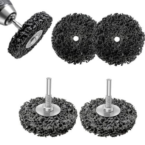 Paquete de 3 ruedas peladoras de polietileno de 3" para taladro montado en vástago de 1/4"