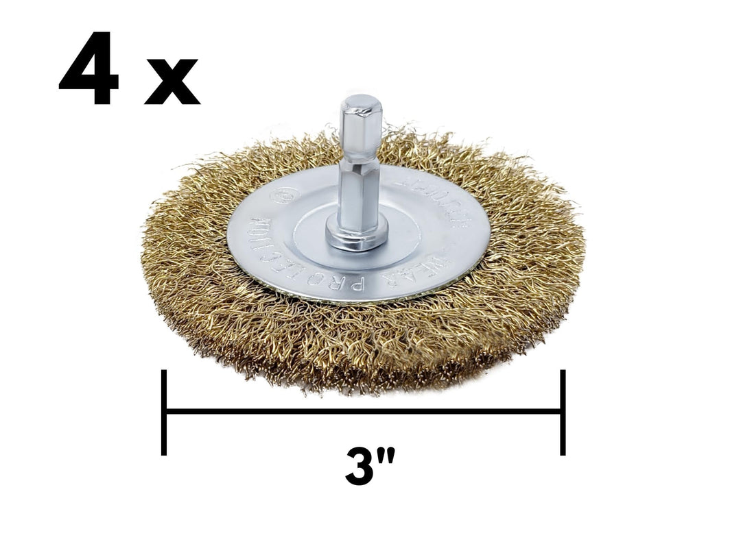 4 Pack 3" Circular Wire Brush Wheel for Drill, Brass-Coated