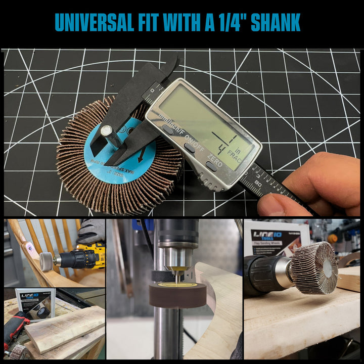 Kit de 12 roues abrasives à lamelles pour perceuse, montées sur tige de 1/4 de pouce