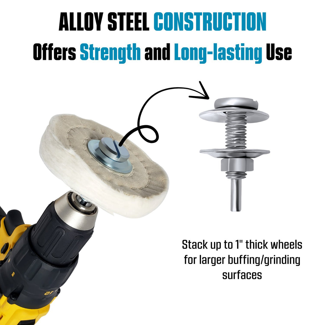 Mandrin adaptateur d'arbre de roue de polissage, arbre étendu pour roues jusqu'à 1-1/4" d'épaisseur