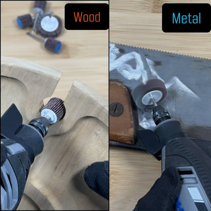 Kit d'accessoires de roue de ponçage à lamelles pour outil rotatif | Tige de 1/8", paquet de 20