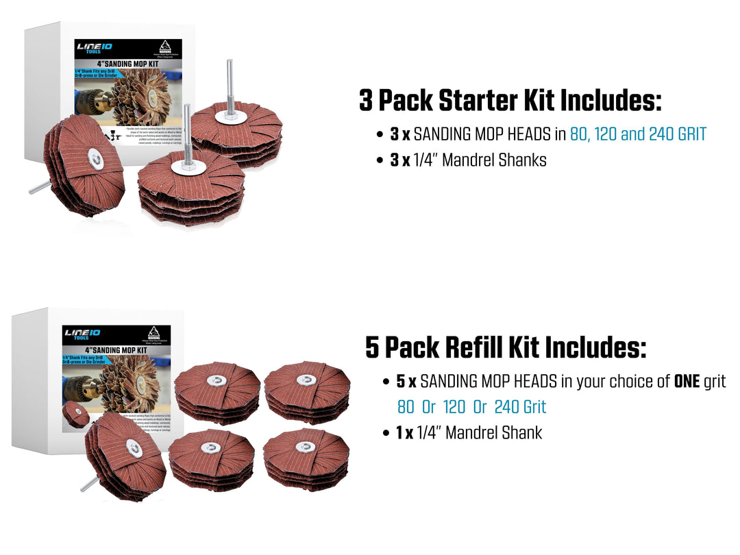 Kit de vadrouille de ponçage de 4 pouces pour perceuse à colonne, ponceuse à rabat de moulage