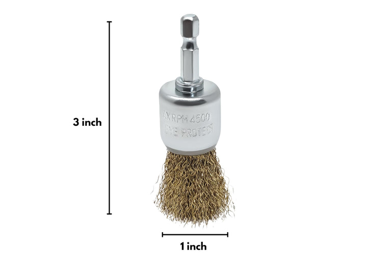 12pk 1" Wire End Brush for Drill, 4 Inch Diameter, Brass-Coated