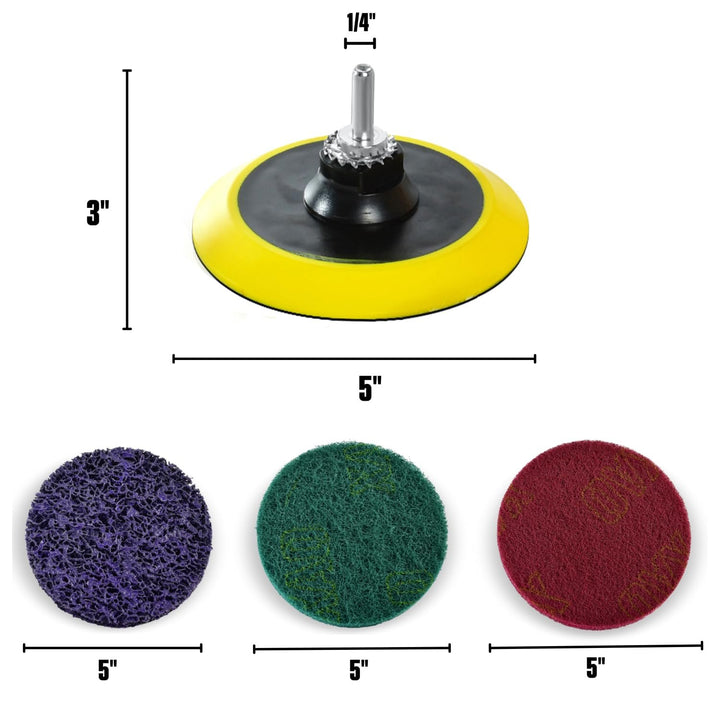 5" Metal Stripping Surface Condition Kit for Angle Grinder, Drill Adapter
