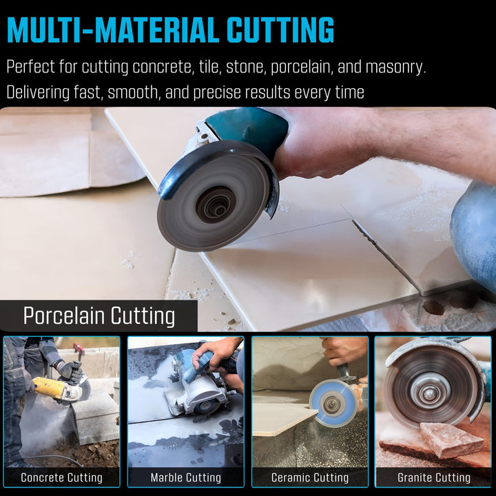 4-1/2" Ultra-Thin Diamond  Saw Blade for Angle Grinder, Works on Porcelain, Pack of 5