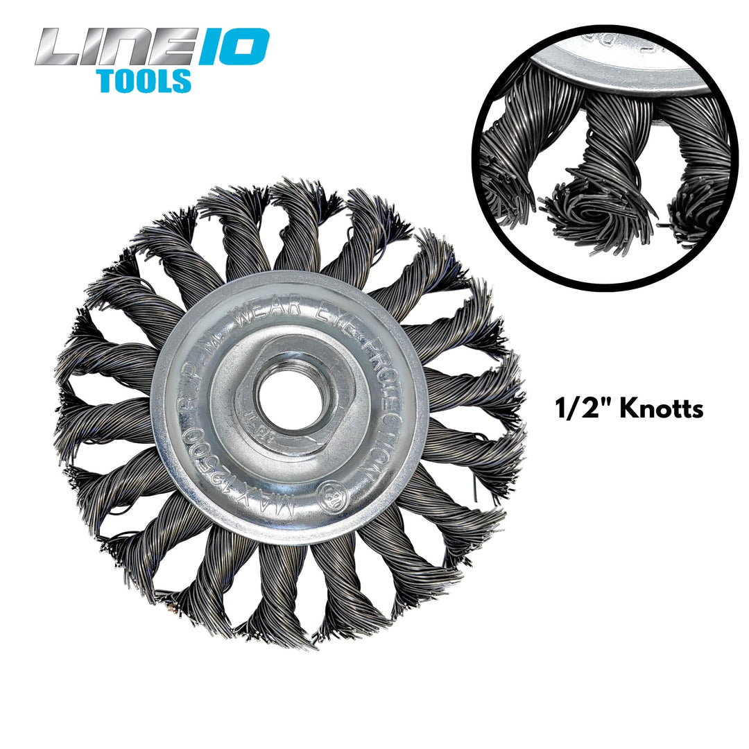 4pk 4" Knotted Wire Wheel for Angle Grinder, 5/8-11 Arbor, 1/2" Knots