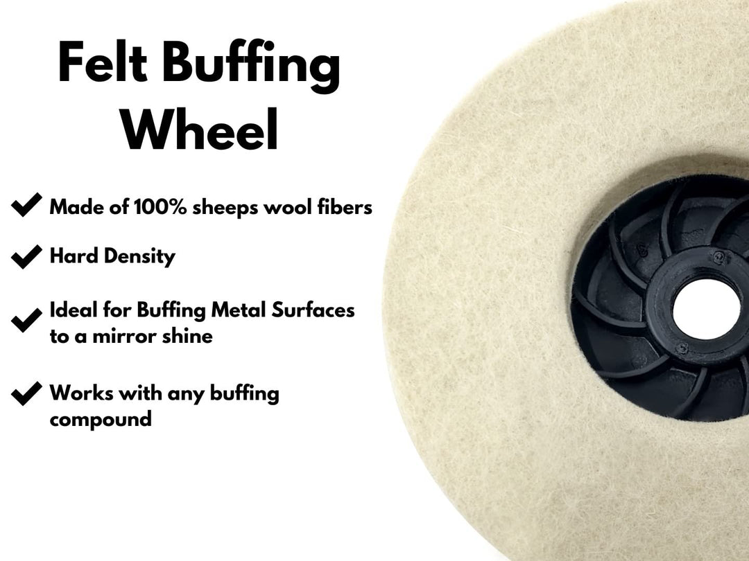 LINE10 Tools 4pk Felt Polishing Discs for 4-1/2"Angle Grinders, Buffing Metal, Threaded Arbor