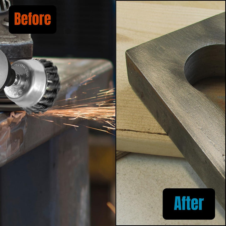 4pk 3" Knotted Wire Cup Brush for Drill, 1/4" Hex Shank