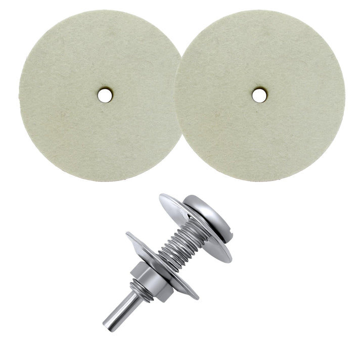 6-inch Hard Felt Buffing Polishing Wheel, Pack of 2, with 1/2-Inch Arbor Drill Adapter, Works with Bench Grinder Polisher Extra Thick Firm Condensed Wool for Metal, Glass, Knife