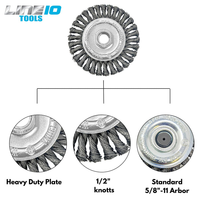 4pk 4" Knotted Wire Wheel for Angle Grinder, 5/8-11 Arbor, 1/2" Knots