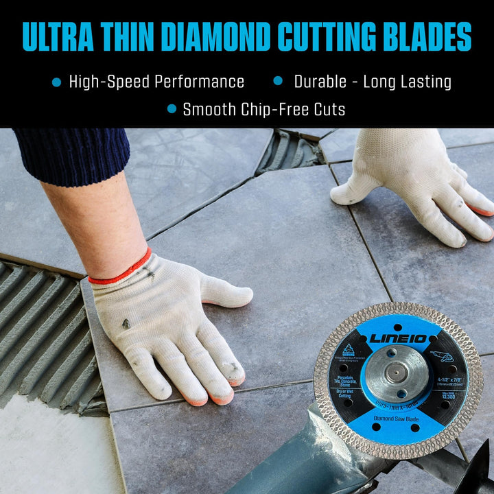 4-1/2" Ultra-Thin Diamond  Saw Blade for Angle Grinder, Works on Porcelain, Pack of 3