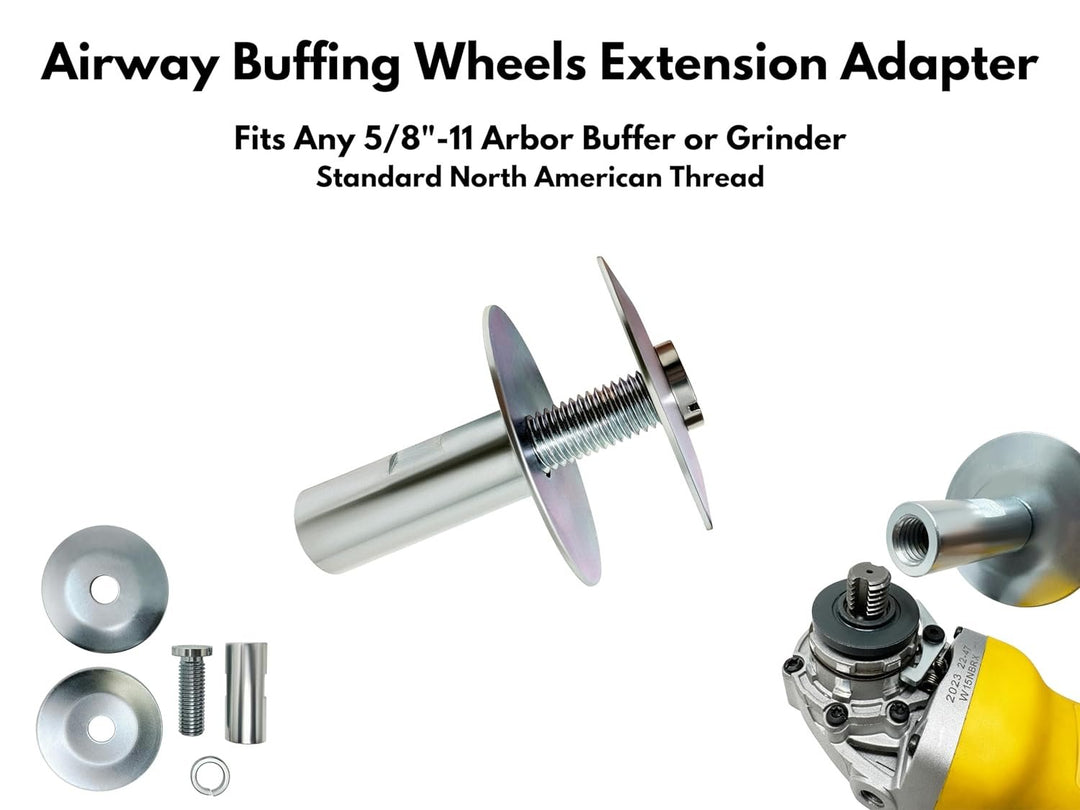 LINE10 Tools 8-inch Airway Buffing Wheel Kit with Three-Step Compound and Angle Grinder Buffer Extension Adapter for Polishing Hard Metals