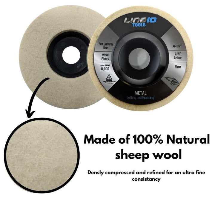 10pk 4-1/2" Roue de polissage en feutre avec arbre 7/8" pour meuleuse d'angle