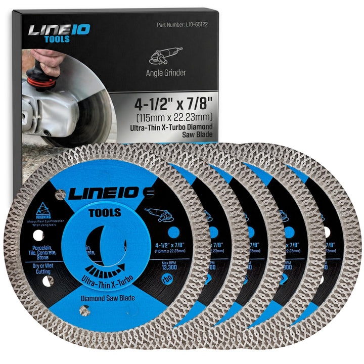4-1/2" Ultra-Thin Diamond  Saw Blade for Angle Grinder, Works on Porcelain, Pack of 5
