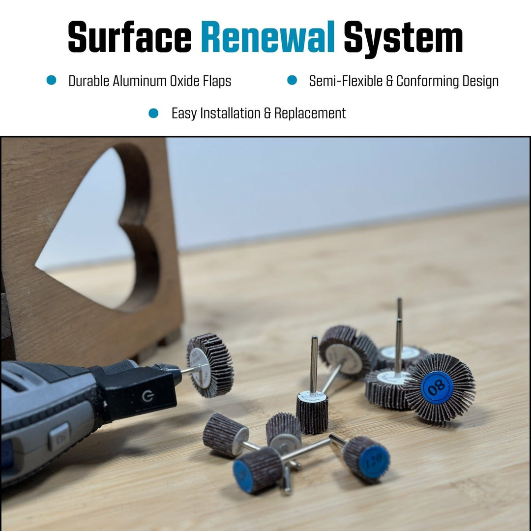 Kit d'accessoires de roue de ponçage à lamelles pour outil rotatif | Tige de 1/8", paquet de 20