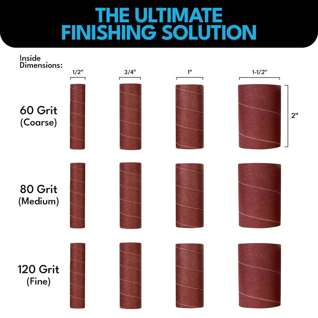 Manchons de ponçage de 2" de long pour ensemble de ponceuses à tambour (paquet de 12) | Disponible en grains 60, 80 ou 120